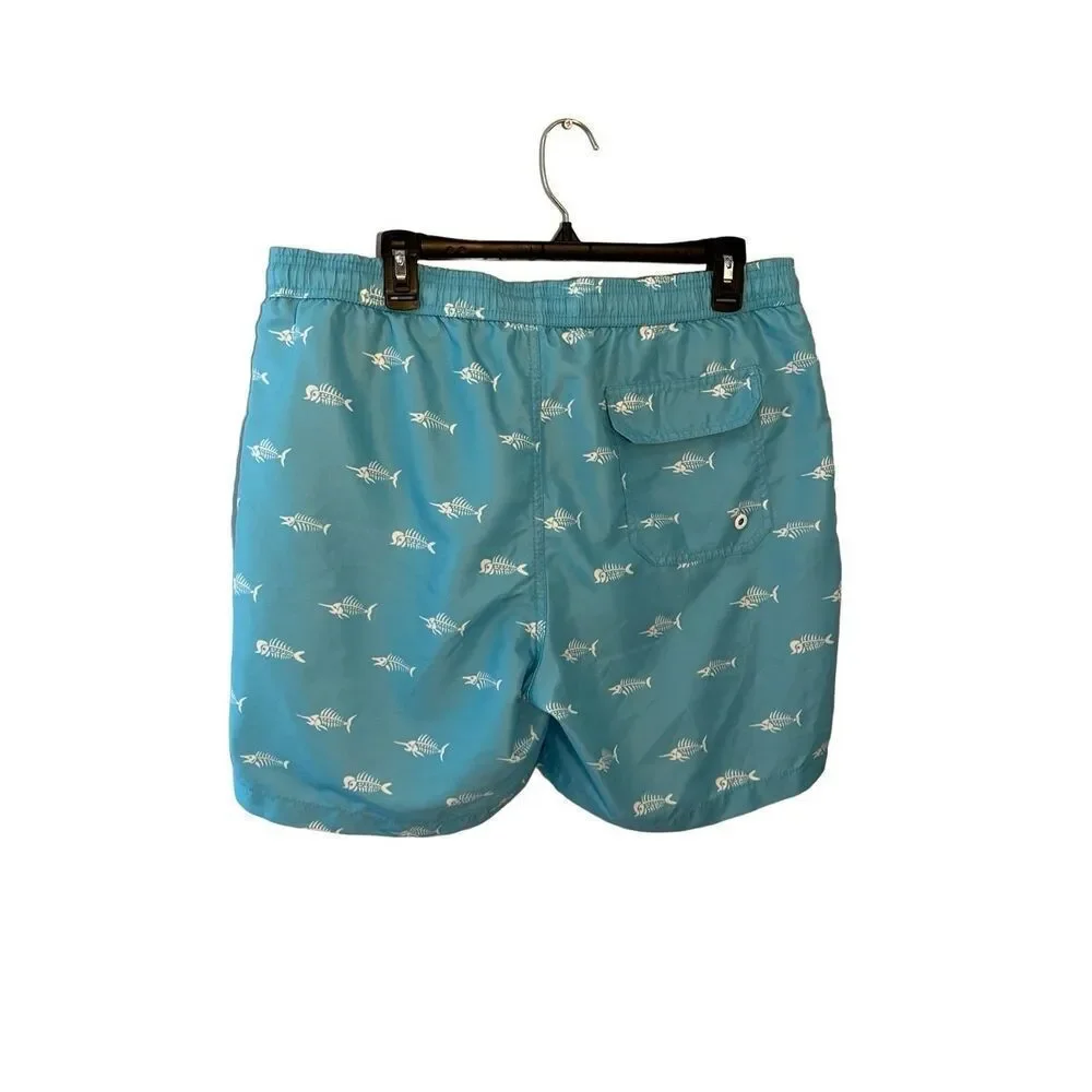 Maamgic light blue swim trunks with white swordfish pattern - XL